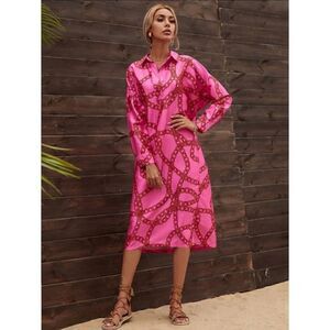 Sunday Up chain link shirt dress size medium pink